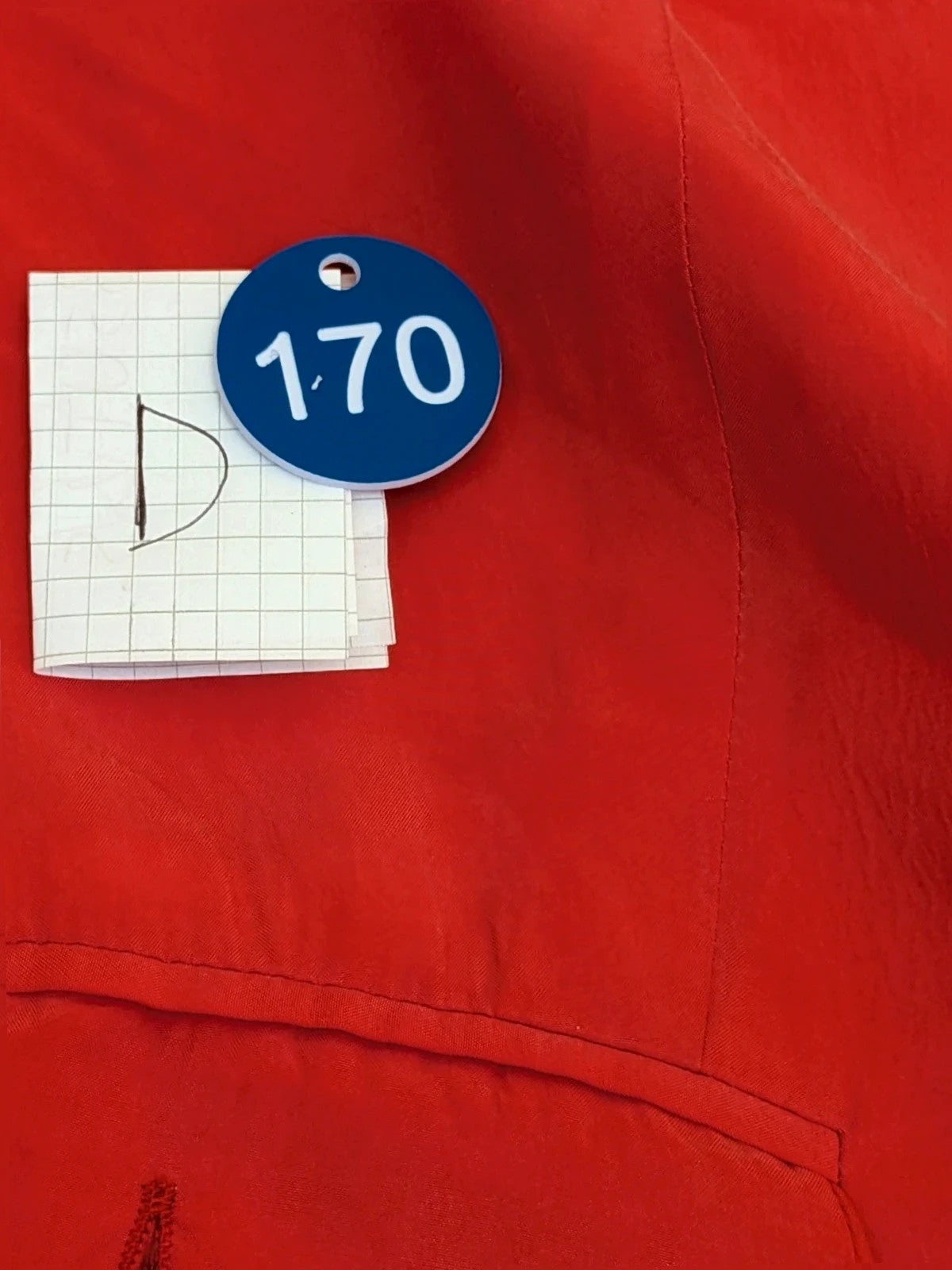 Made in Italy red skirt suit, short sleeve jacket with gold jewel buttons, 100% Cupro.