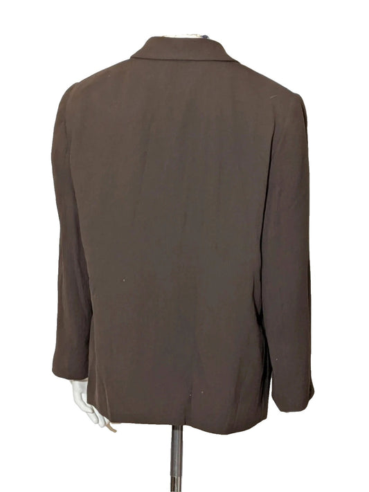 Les Copains brown blazer tailored design with textured fabric and partial logo lining.