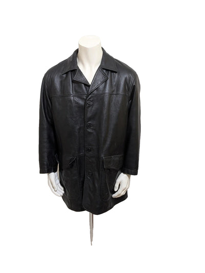 Giacca in vera pelle / Cappotto corto uomovintage Scout - Nero