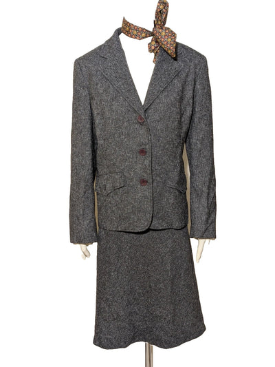 Tailleur donna vintage Anisette grigio melange – Blazer e gonna – Made in Italy – Tg. 44