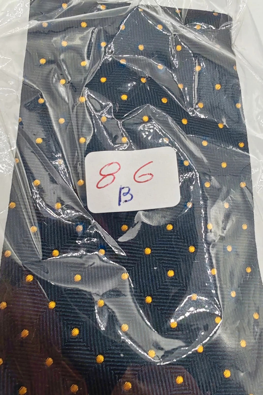 Cravatta Oliver blu in seta con pois gialli - foto 10