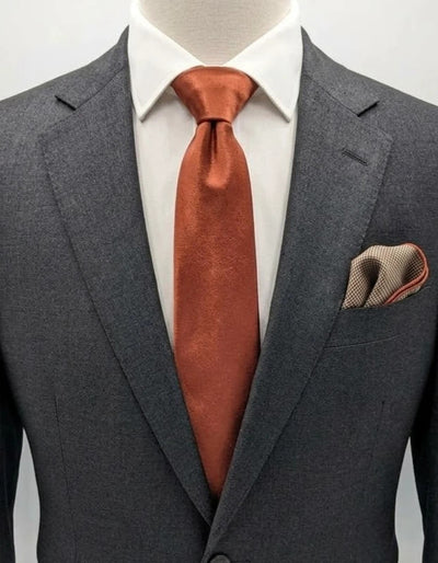 Cravatta uomo in poliestere color rame, Made in Italy