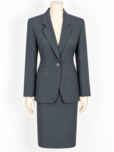 Tailleur donna grigio ottanio – Giacca monopetto e gonna a tubino – Tg. S/M