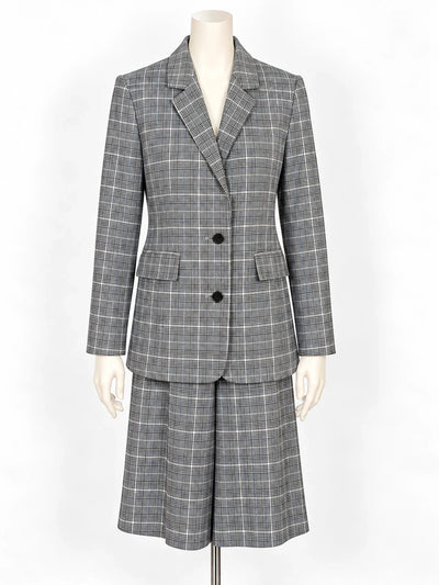 Tailleur donna Shein a quadri grigio, bianco e nero – Giacca e pantalone culotte – Tg. XS