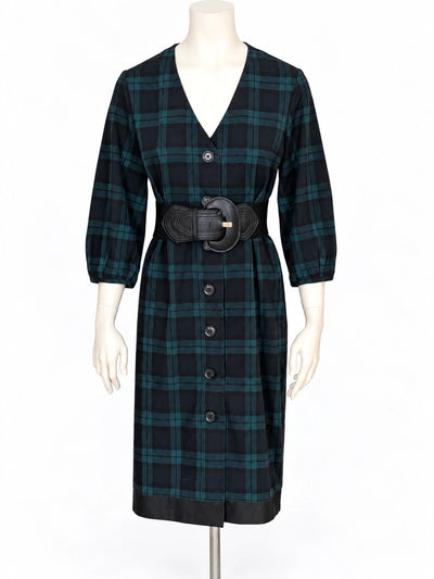 Abito donna Mango midi a quadri tartan verde e nero – Tg. M