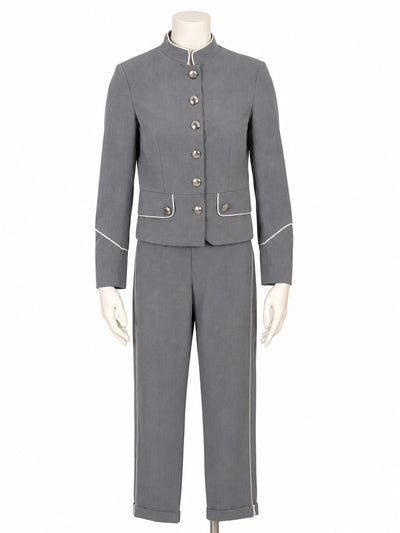 Tailleur donna Imperial Fashion grigio stile militare – Giacca e pantalone – Tg. XS/S