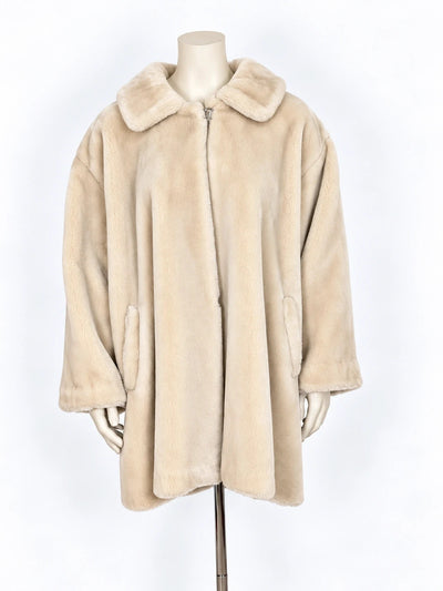 Cappotto donna Rossi in ecopelliccia panna – Made in Italy – Tg. S oversize