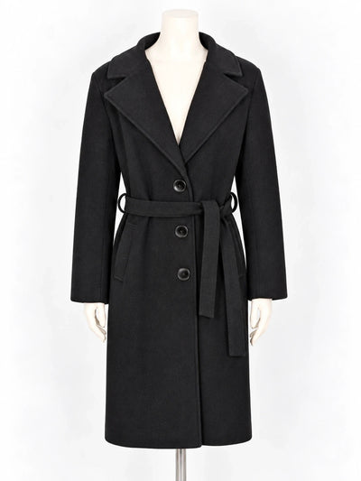 Cappotto donna Jeanne Devolle nero con cintura – Made in Italy – Tg. XXL
