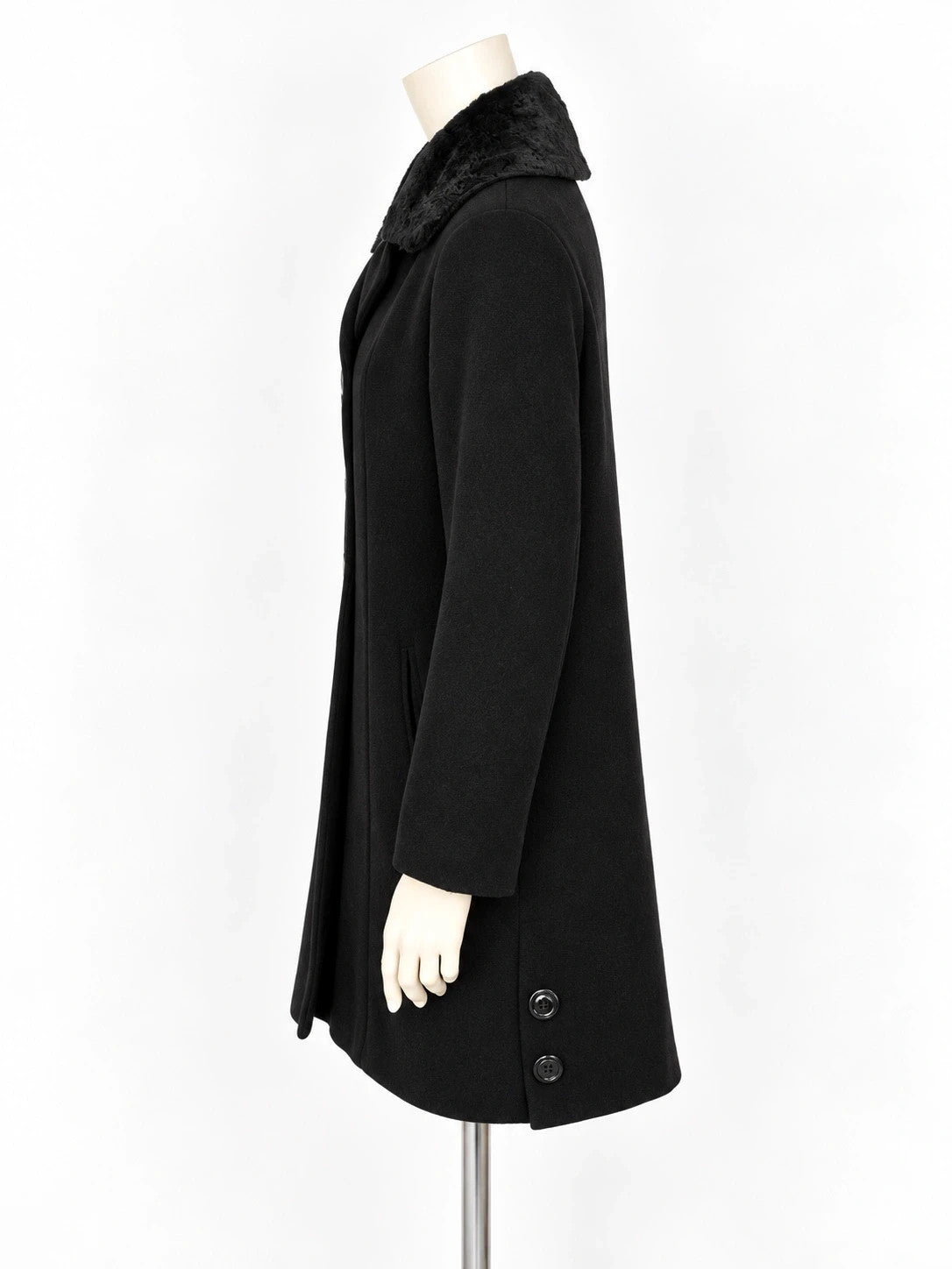 Cappotto donna nero in misto lana e cashmere - foto 2