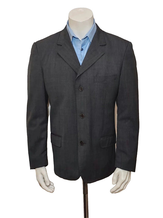 Nino Petrone grey jacket tailored Italian craftsmanship, 100% virgin wool, vintage style.