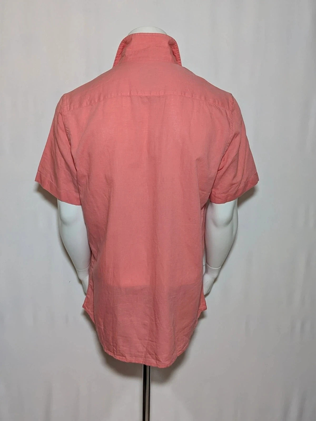 North Sails men's shirt salmon pink short sleeve embroidered logo cotton-linen blend.