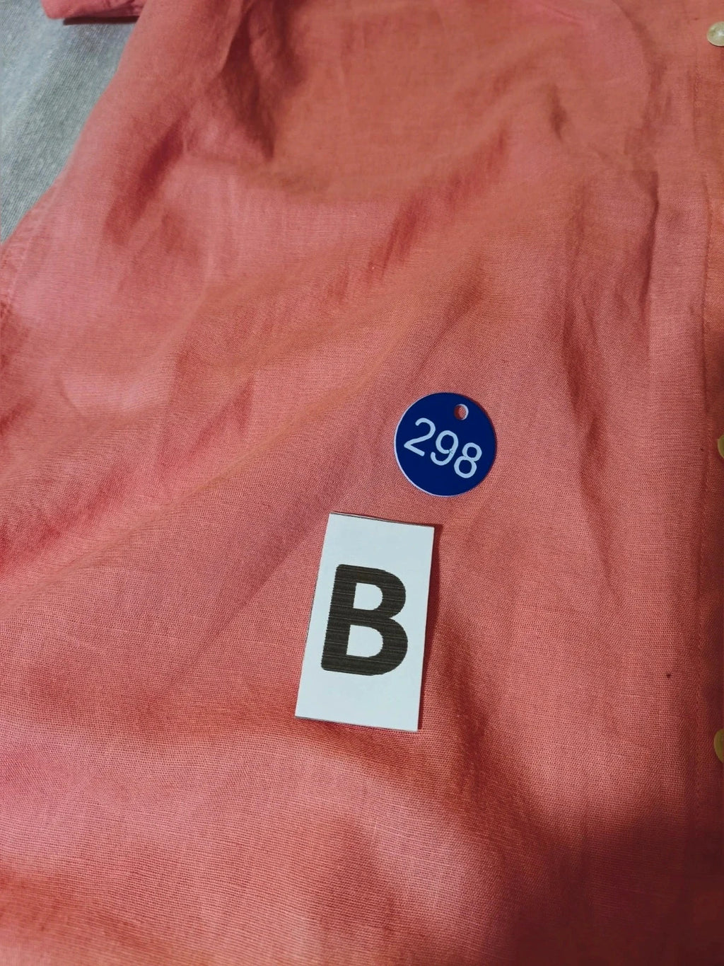 North Sails men's shirt salmon pink short sleeve embroidered logo cotton-linen blend.