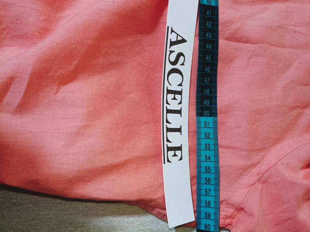 North Sails men's shirt salmon pink short sleeve embroidered logo cotton-linen blend.