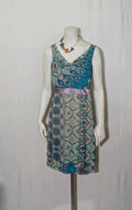 Camomilla Italia multi linen maxi dress with geometric peacock pattern and lightweight fabric.