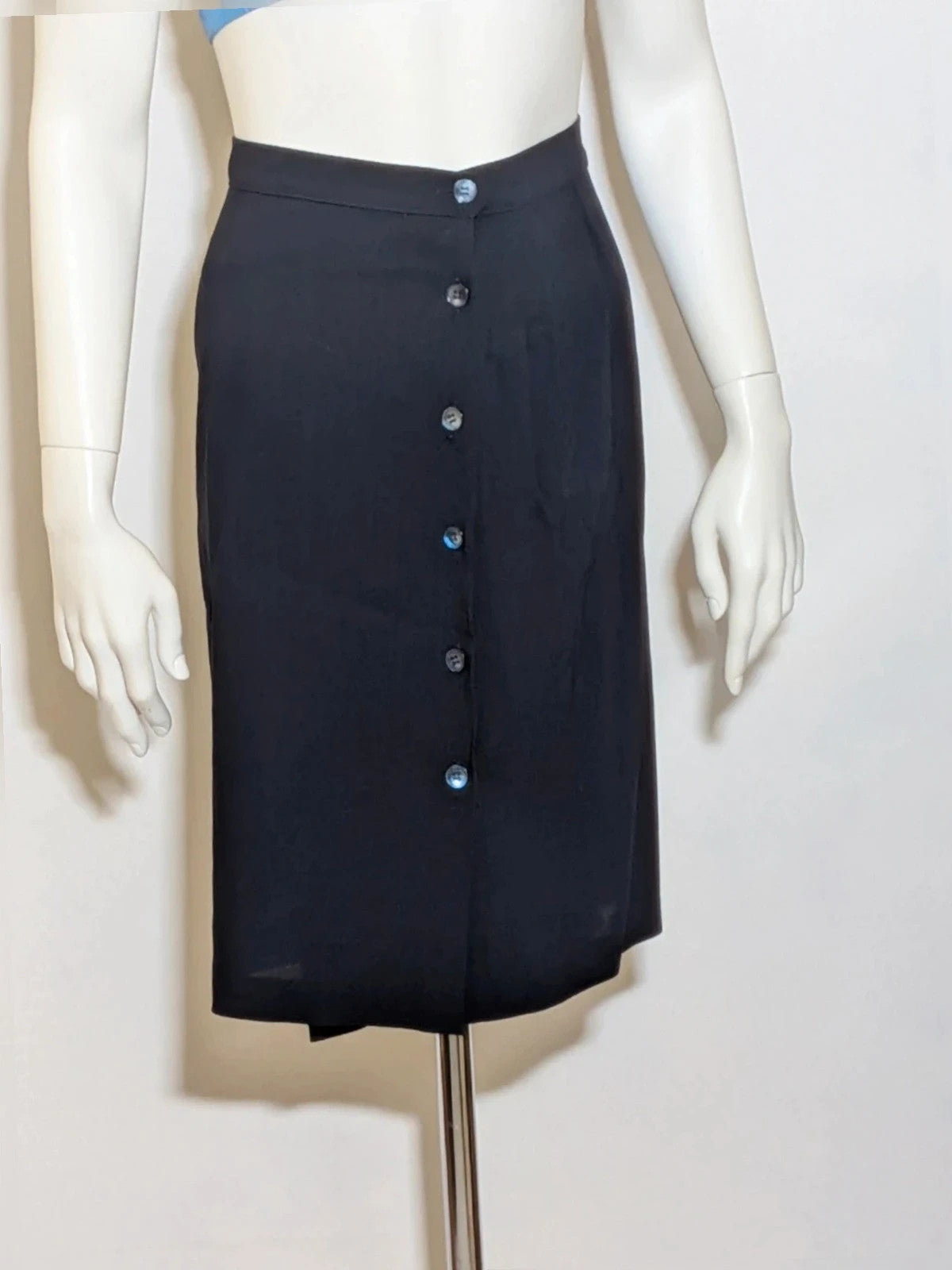 Mariella Burani navy skirt suit with elegant blazer and vintage bicycle print lining.