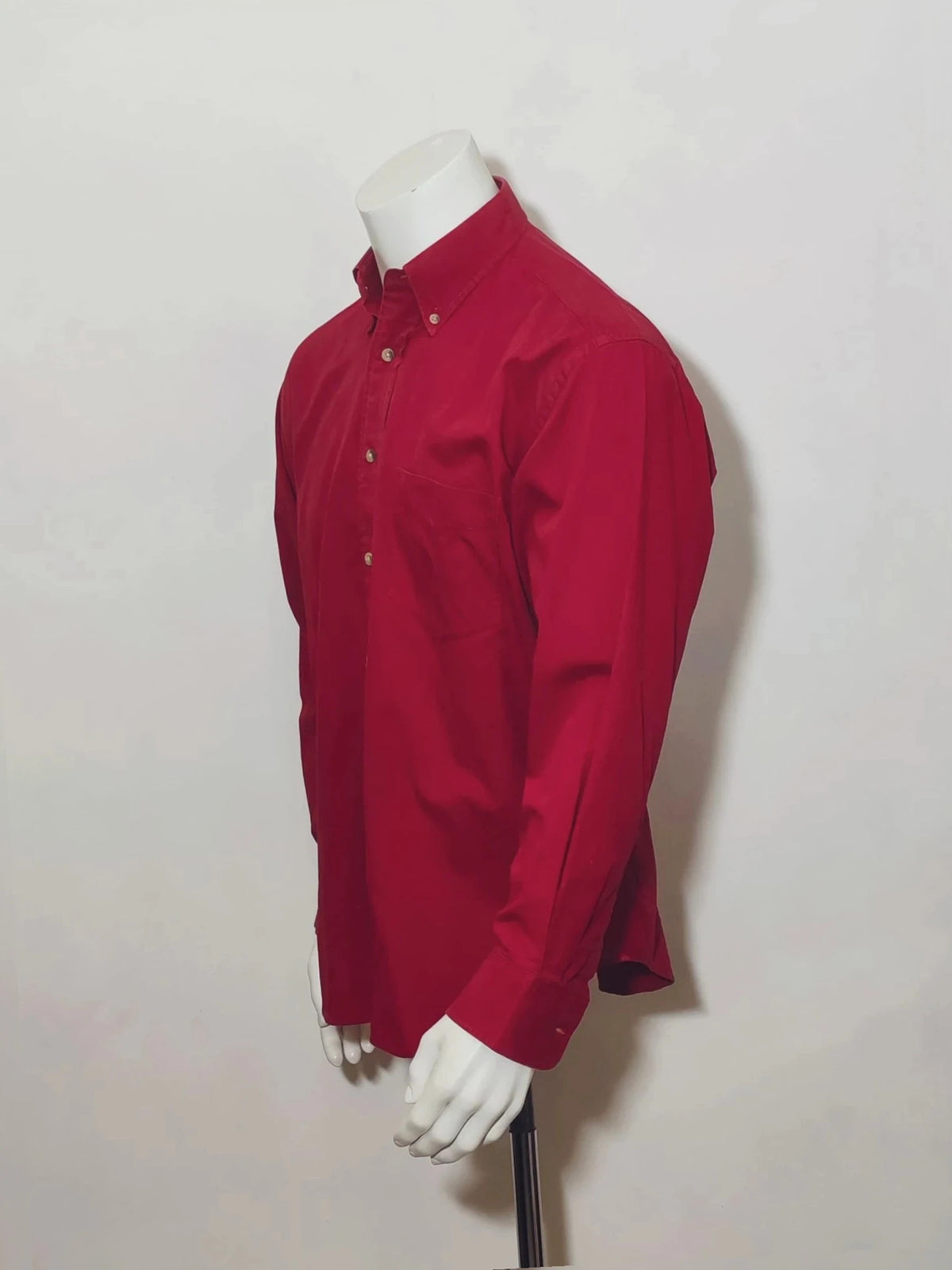 Boggi men's shirt burgundy button-down collar with textured buttons and chest pocket.