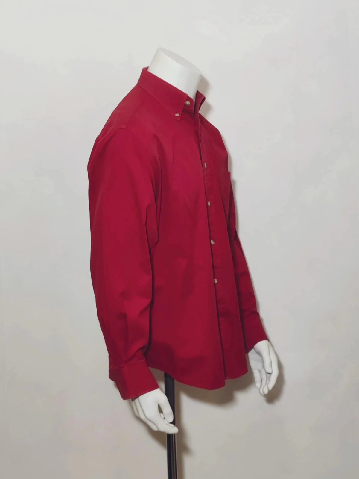 Boggi men's shirt burgundy button-down collar with textured buttons and chest pocket.