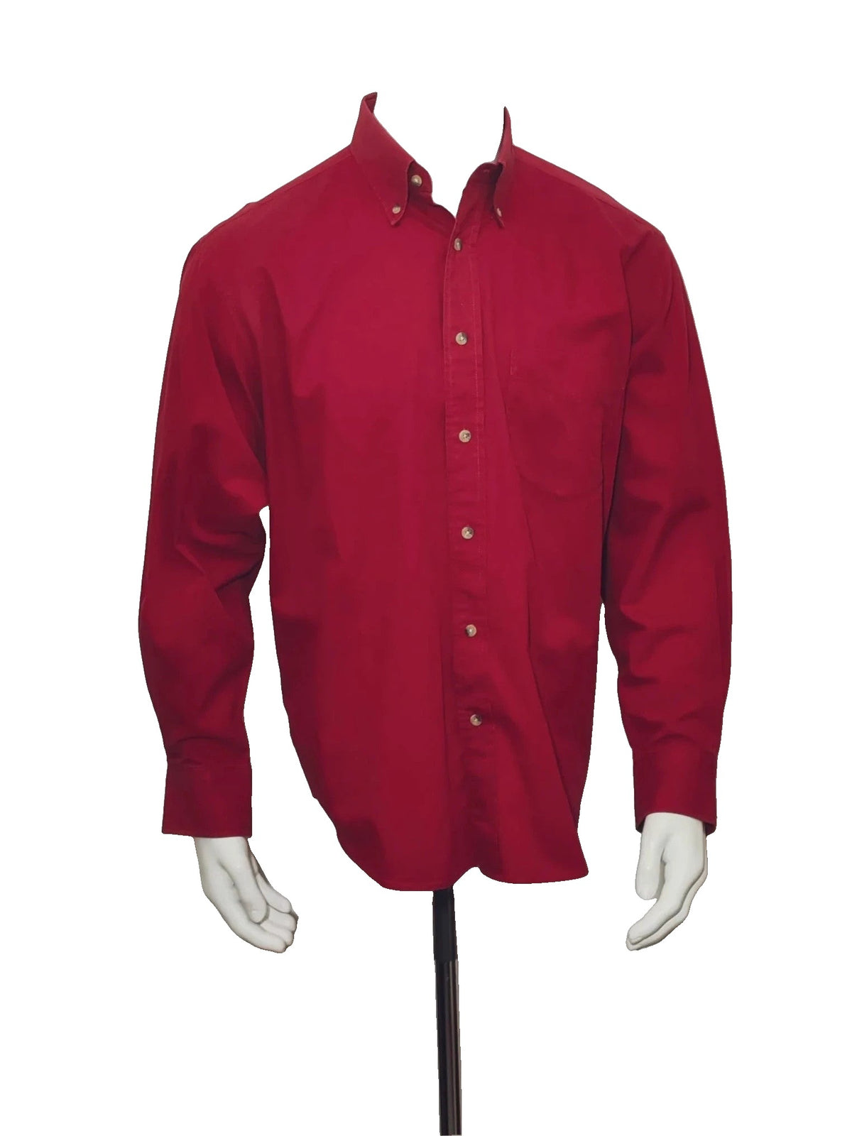 Boggi men's shirt burgundy button-down collar with textured buttons and chest pocket.