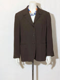 Les Copains brown blazer tailored design with textured fabric and partial logo lining.