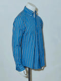 Ralph Lauren navy striped shirt with embroidered pony logo, custom fit, 100% cotton.