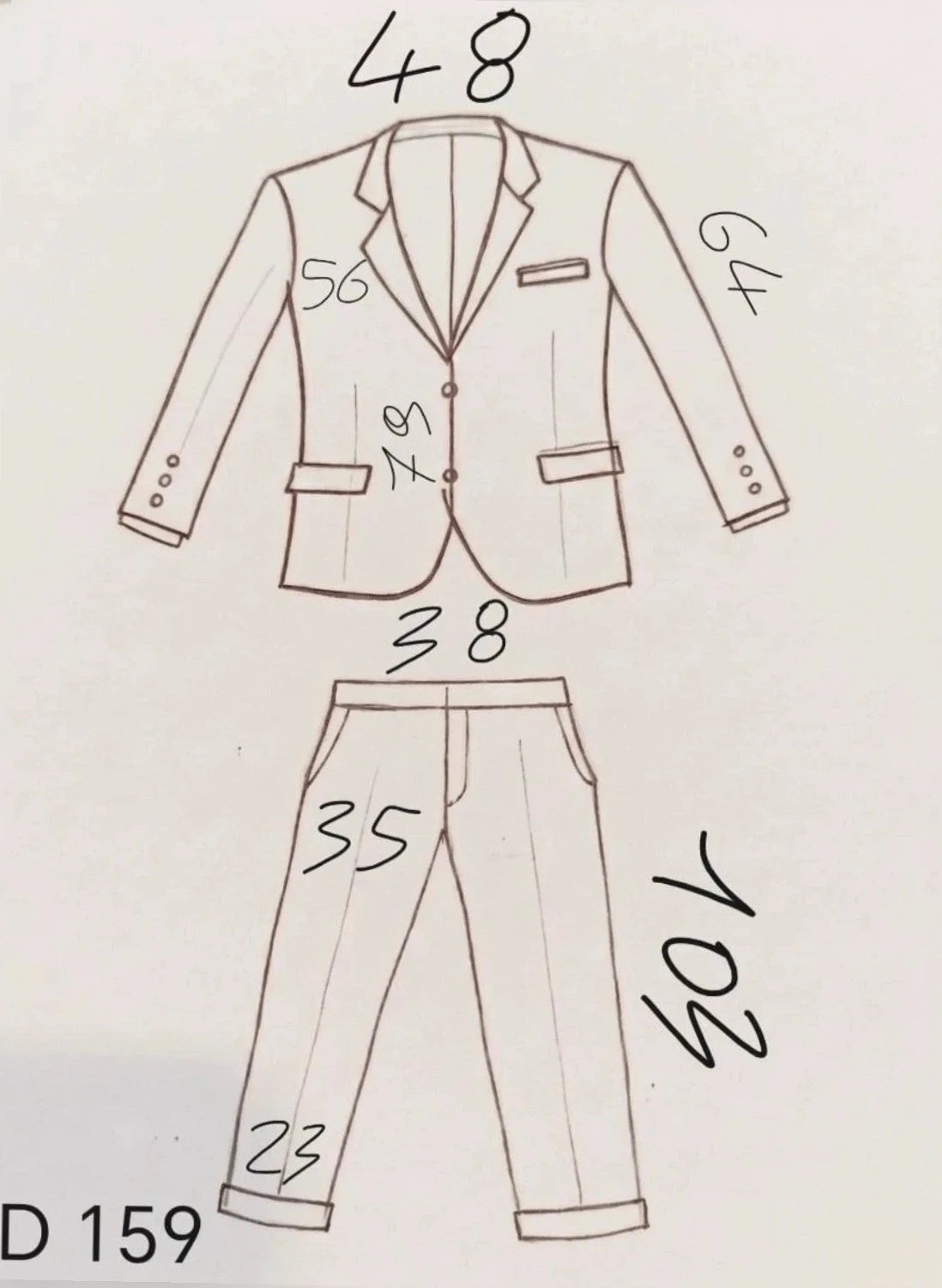 Vintage navy jacket and trousers set, luxurious silk-wool blend, elegant formal style.