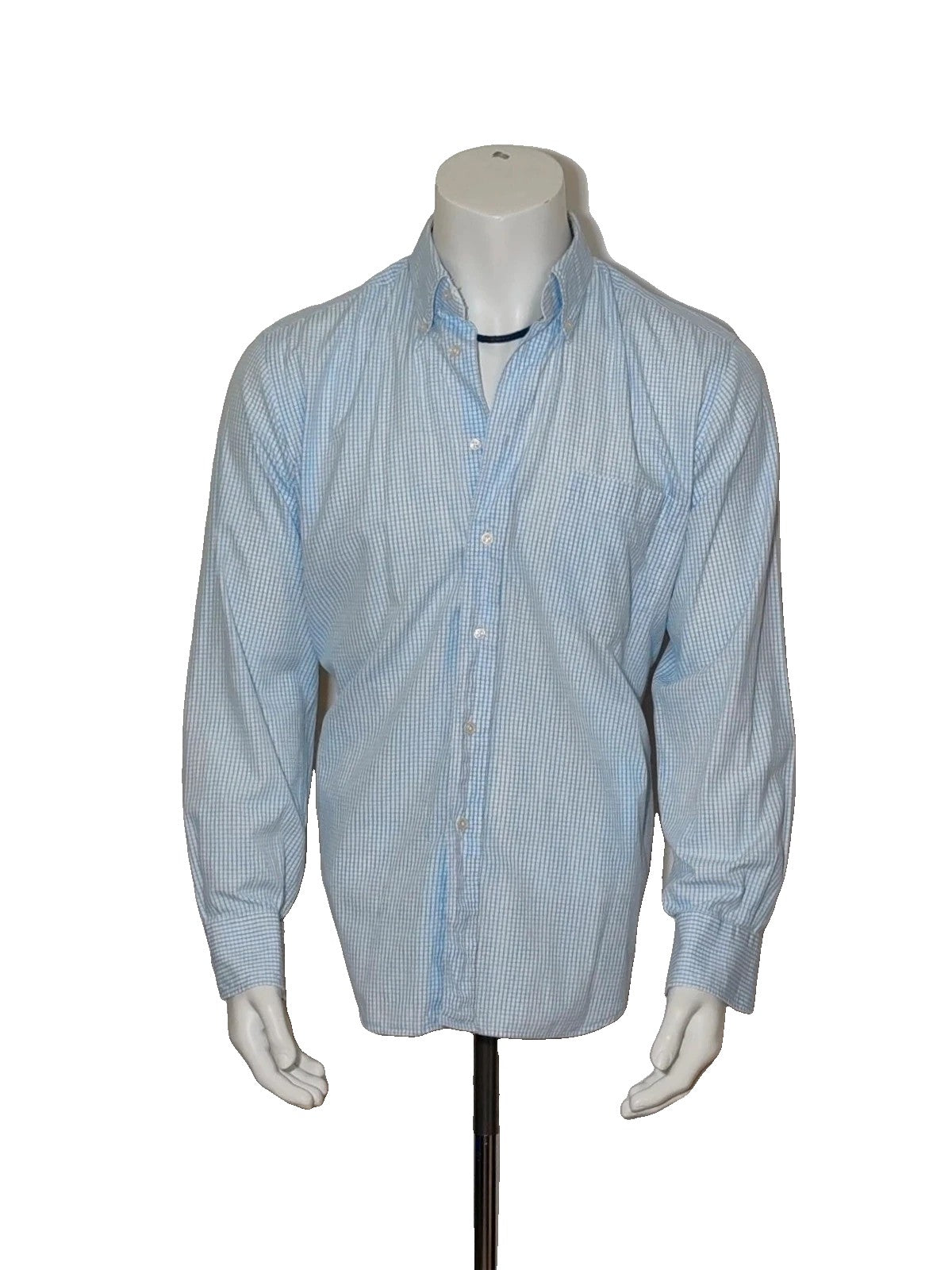 Furstenberg blue striped shirt 100% cotton with distinctive check pattern.