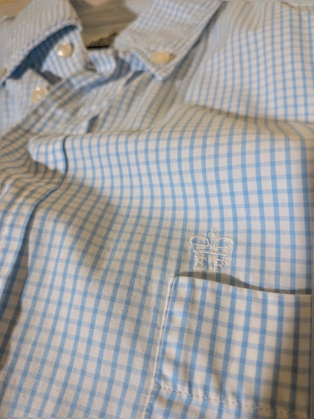 Furstenberg blue striped shirt 100% cotton with distinctive check pattern.