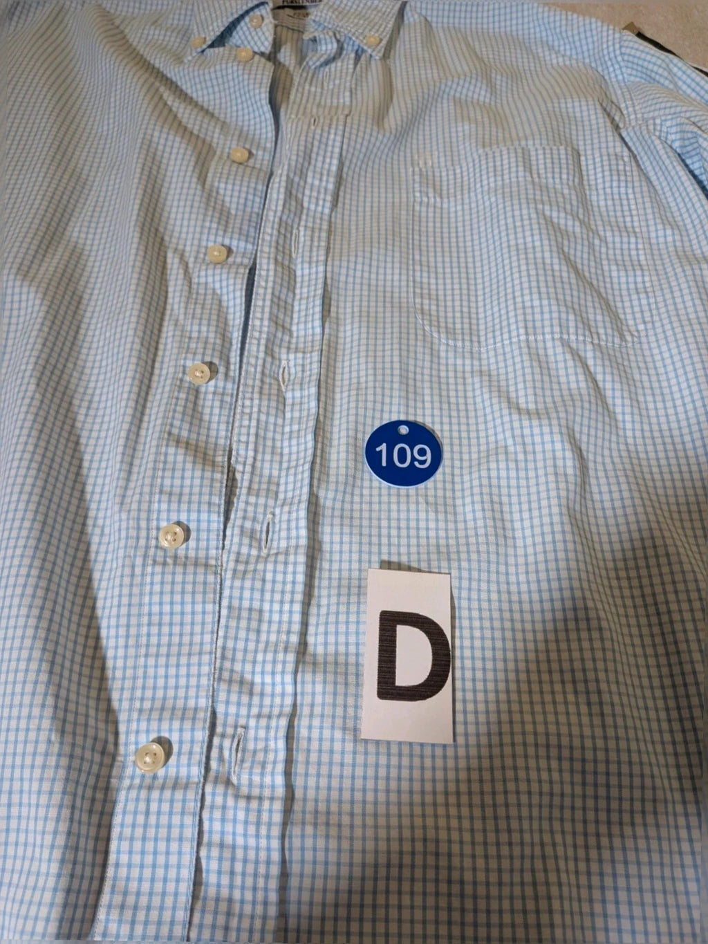 Furstenberg blue striped shirt 100% cotton with distinctive check pattern.