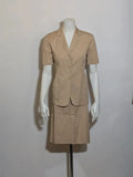 Les Deux beige skirt suit with tailored finish and quality cotton-lycra blend.