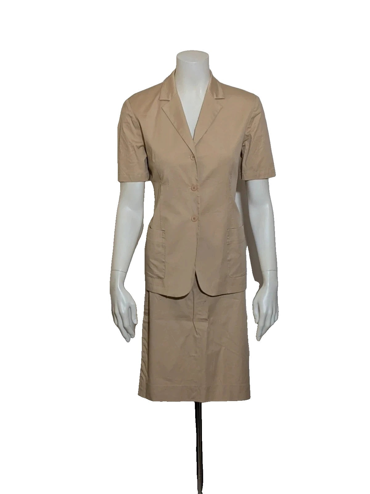 Les Deux beige skirt suit with tailored finish and quality cotton-lycra blend.