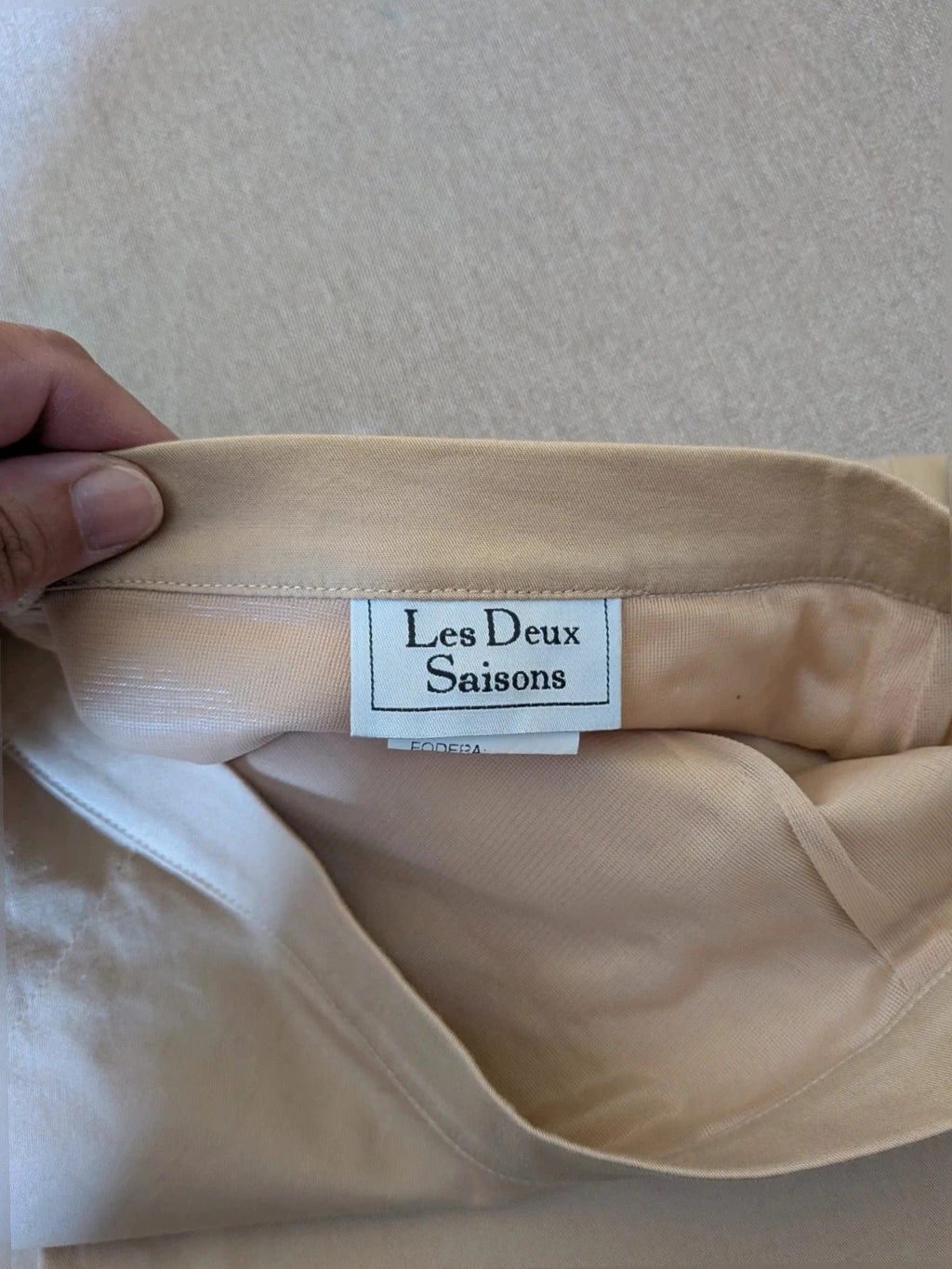 Les Deux beige skirt suit with tailored finish and quality cotton-lycra blend.