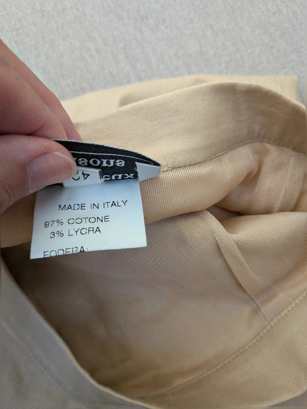 Les Deux beige skirt suit with tailored finish and quality cotton-lycra blend.