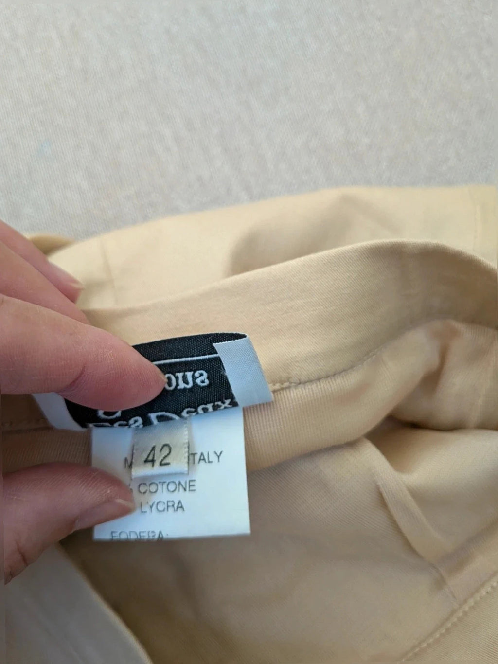Les Deux beige skirt suit with tailored finish and quality cotton-lycra blend.
