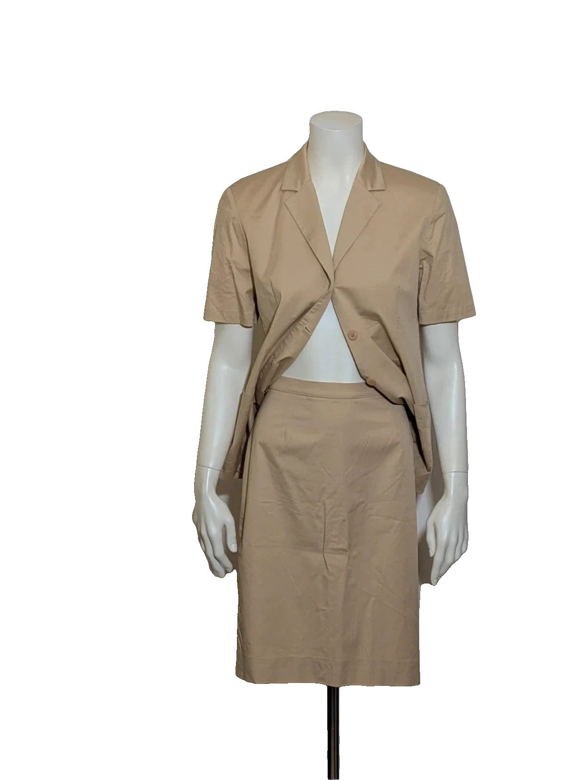 Les Deux beige skirt suit with tailored finish and quality cotton-lycra blend.