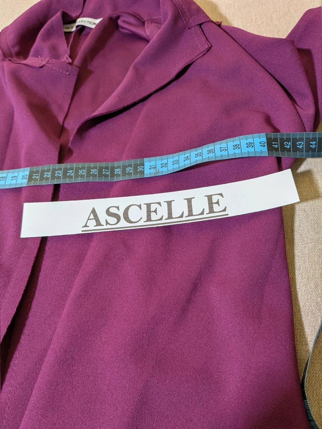 New Collection multi suit purple blazer, straight trousers, and sheer blouse, elegant design.