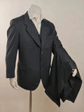 Marlane navy three-piece suit, classic cut jacket, five-button vest, high-quality wool.