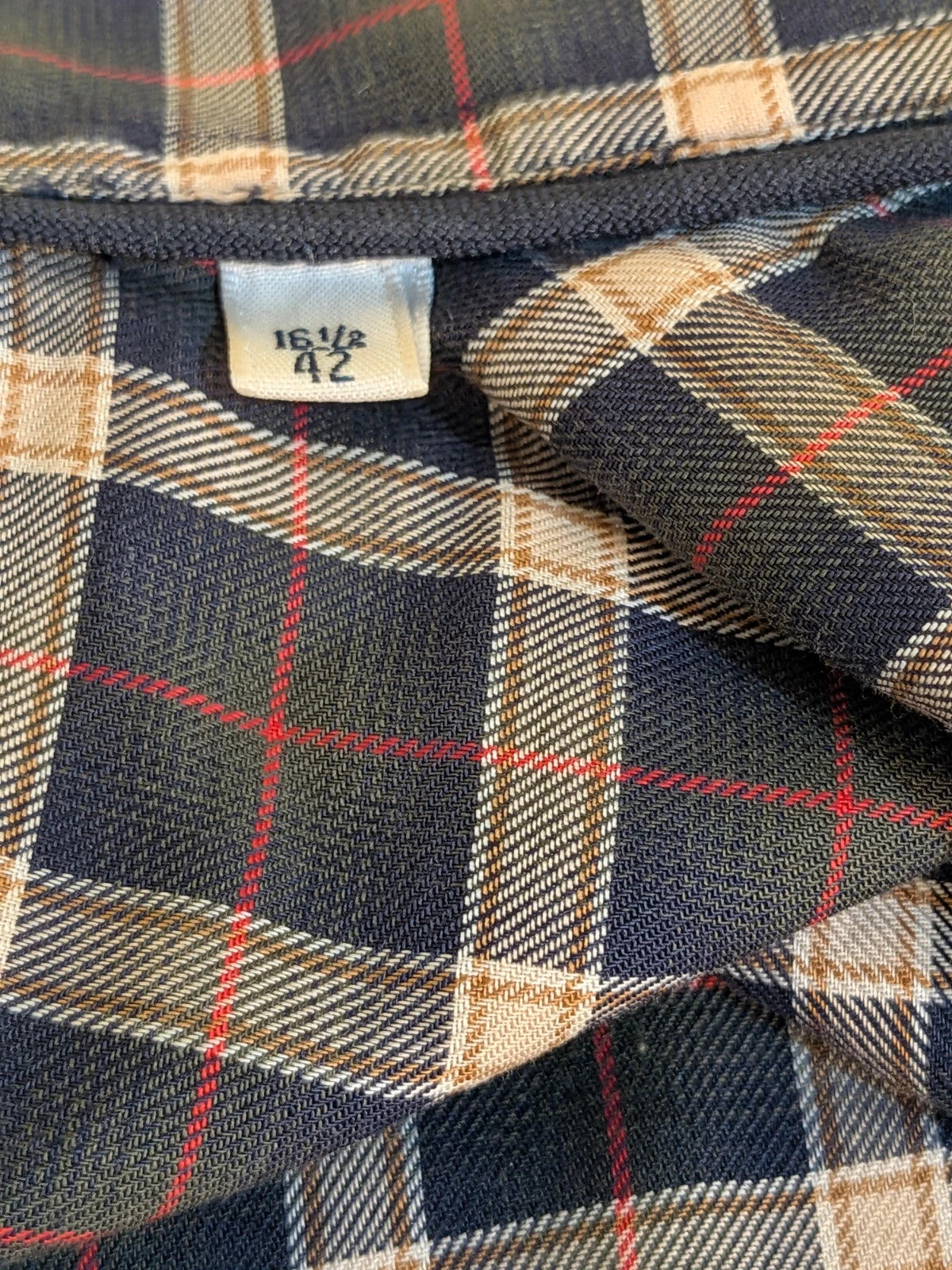Gutteridge men's shirt multi tartan pattern with button-down collar and chest pocket.