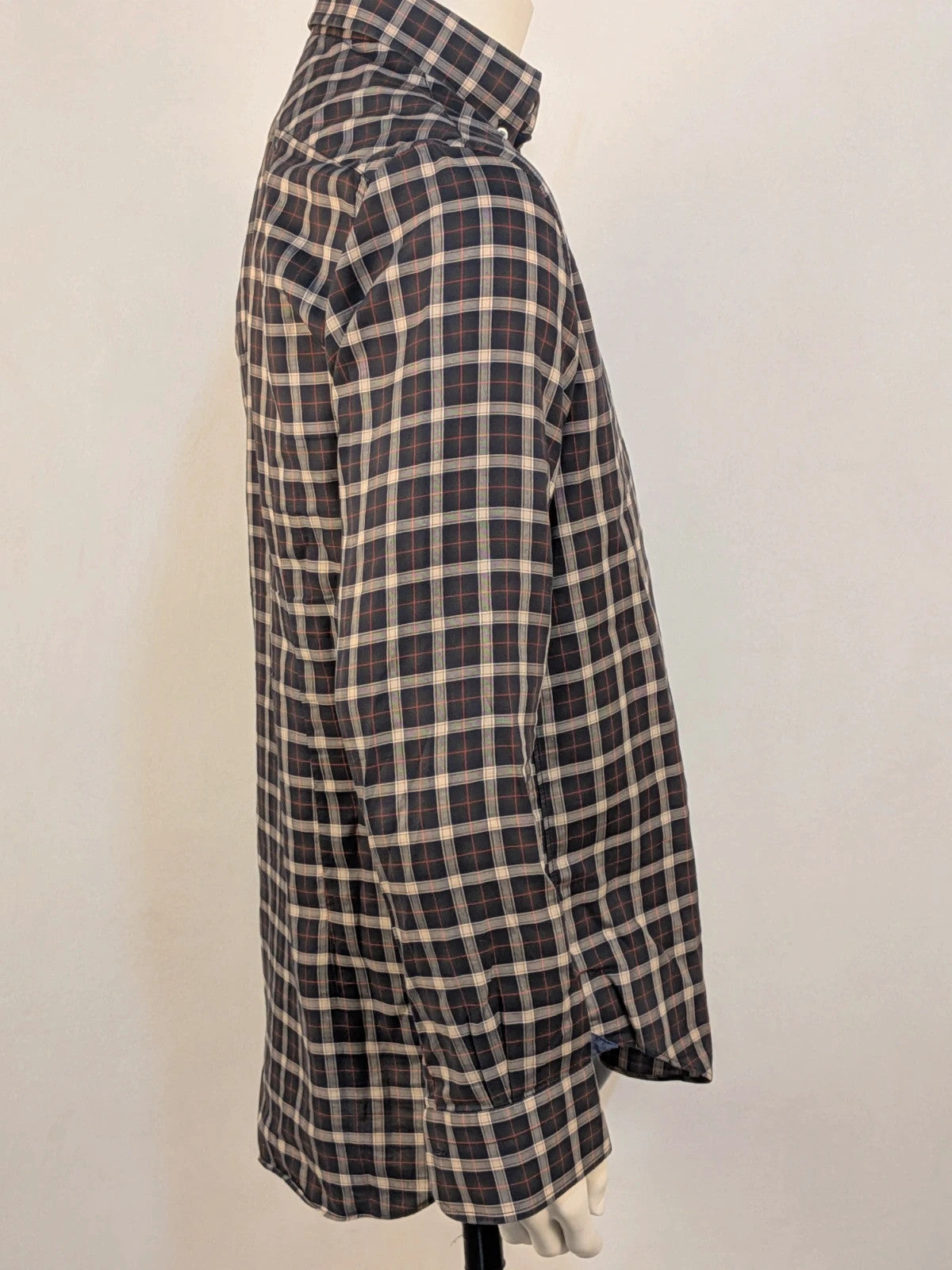 Gutteridge men's shirt multi tartan pattern with button-down collar and chest pocket.
