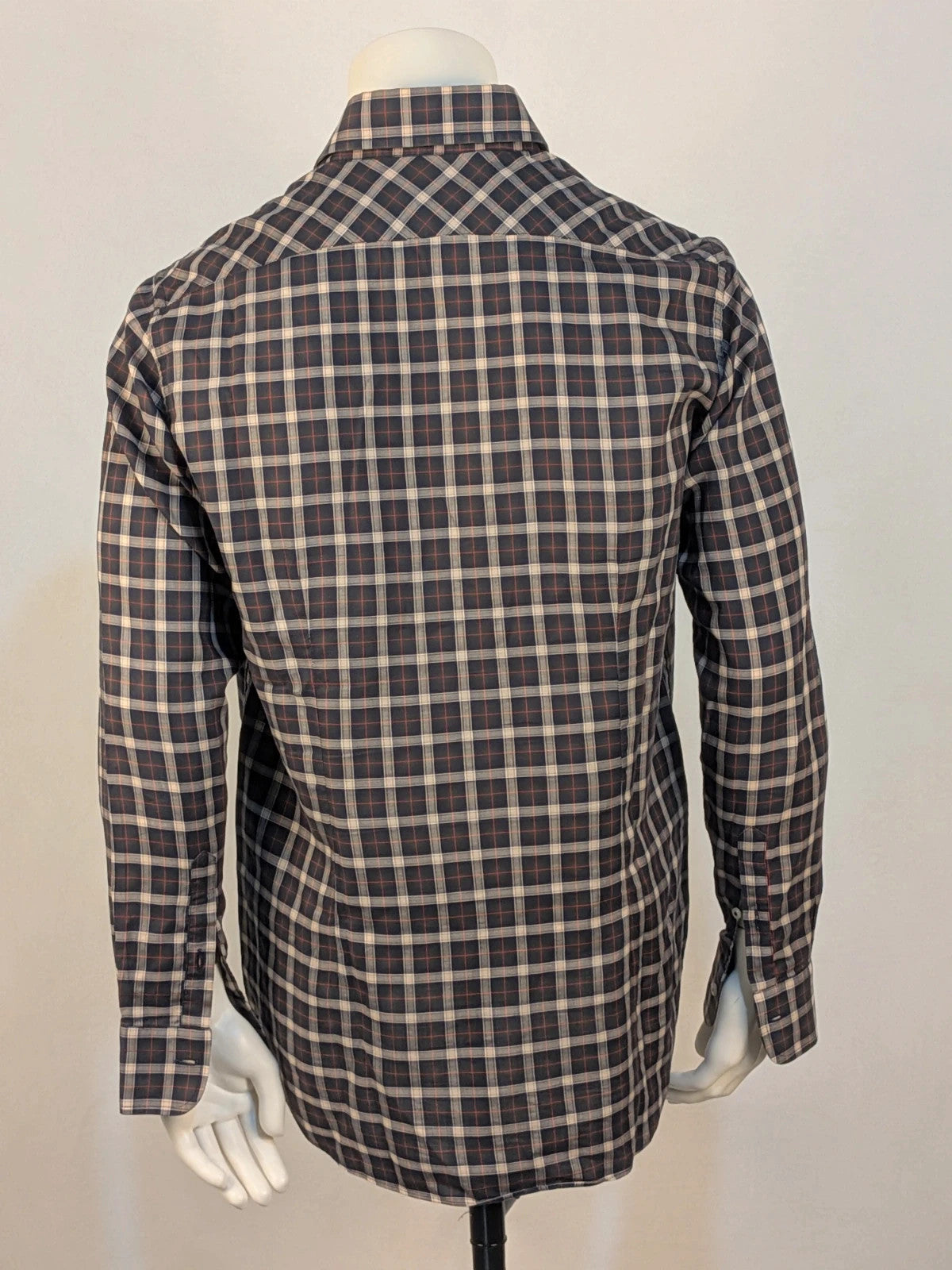 Gutteridge men's shirt multi tartan pattern with button-down collar and chest pocket.