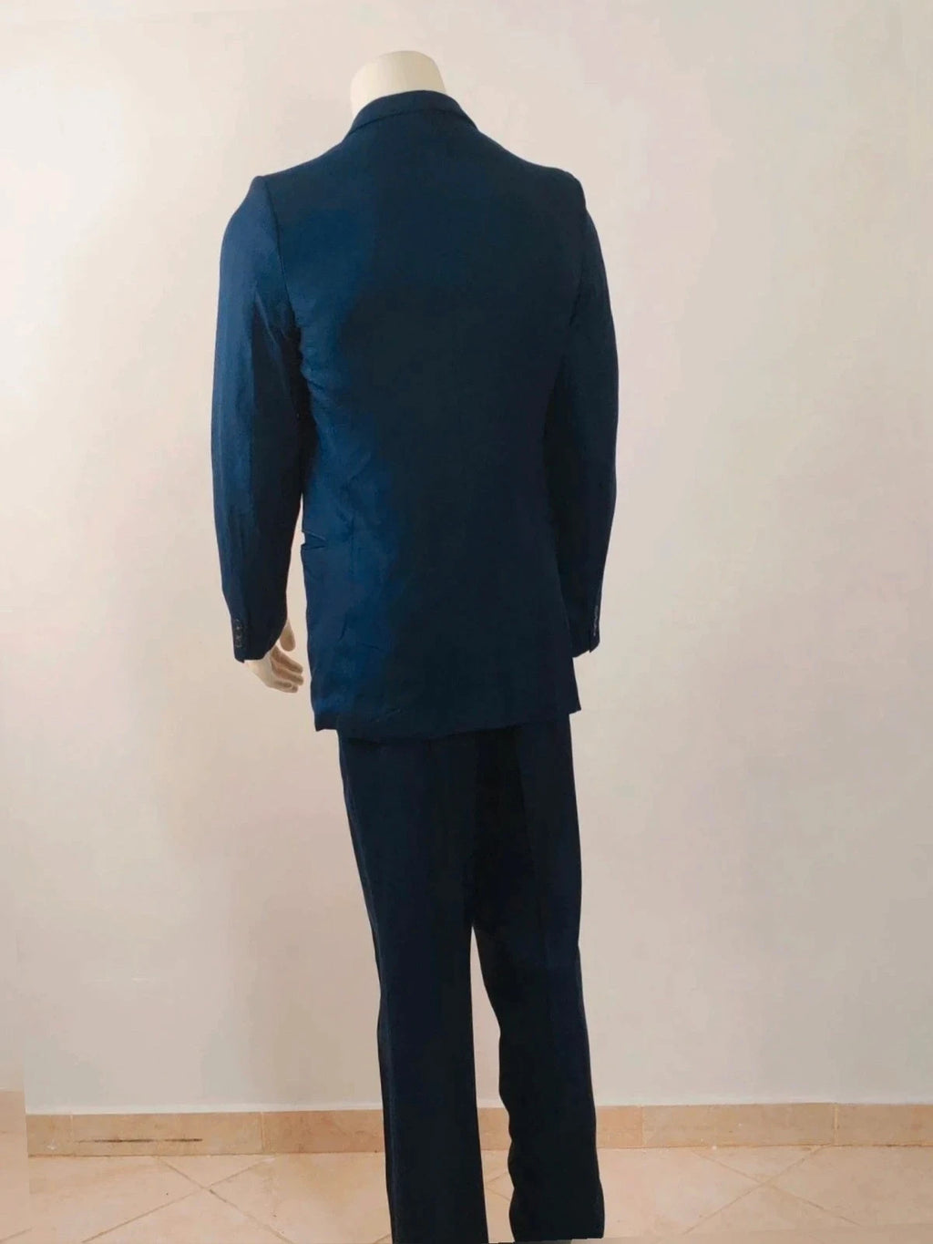 linea navy double-breasted jacket vintage high-quality linen classic elegance