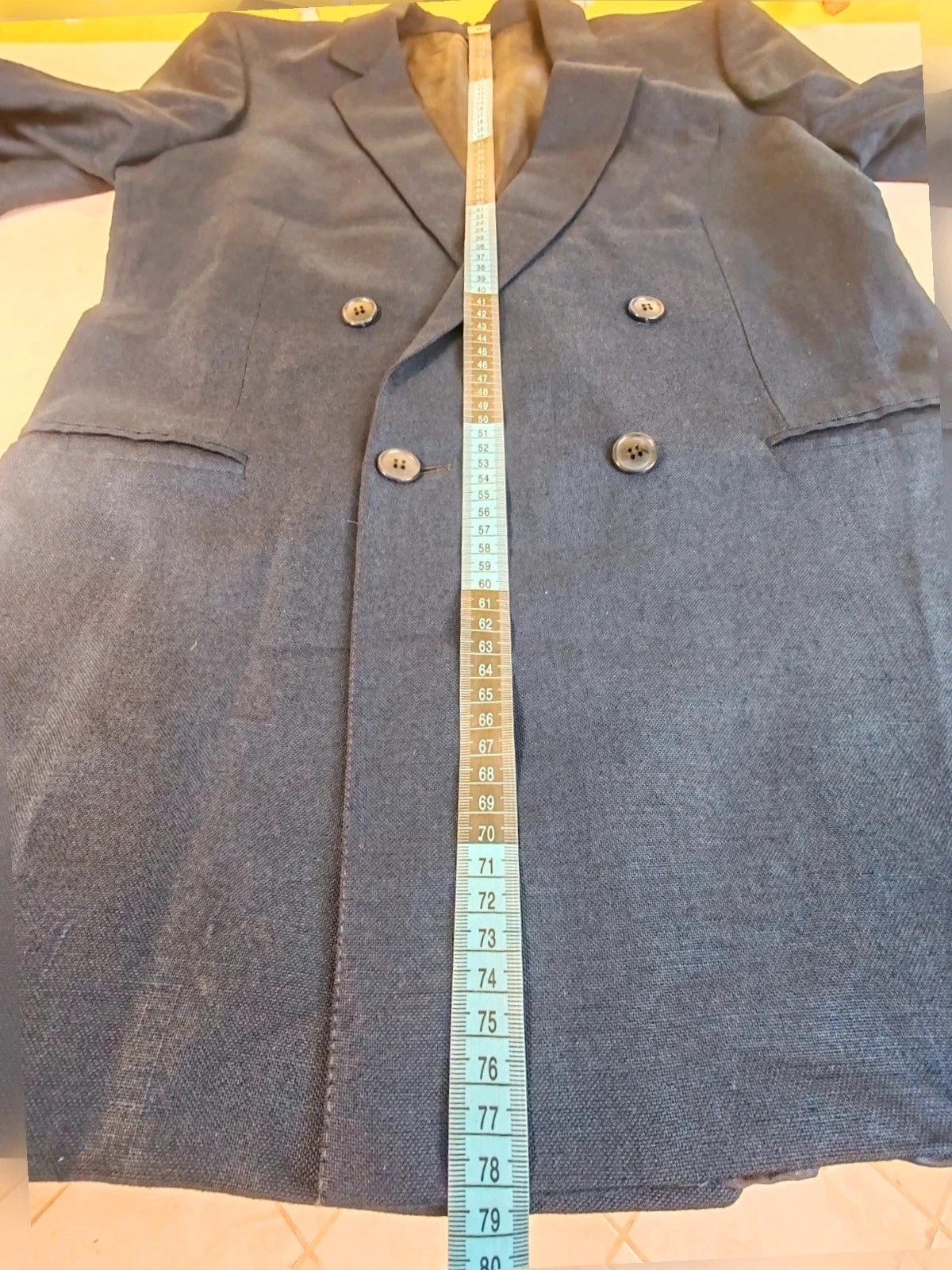 linea navy double-breasted jacket vintage high-quality linen classic elegance