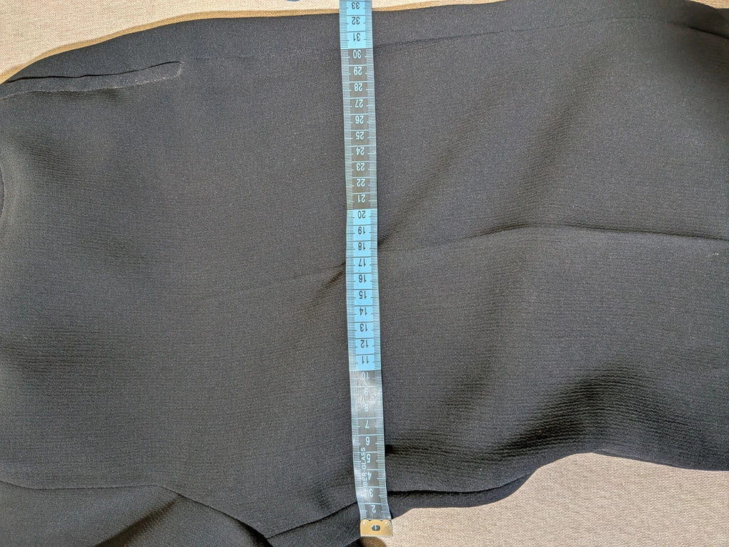 persona 21 black suit jacket and flared pants, 3-button closure, decorative pockets, polyester blend