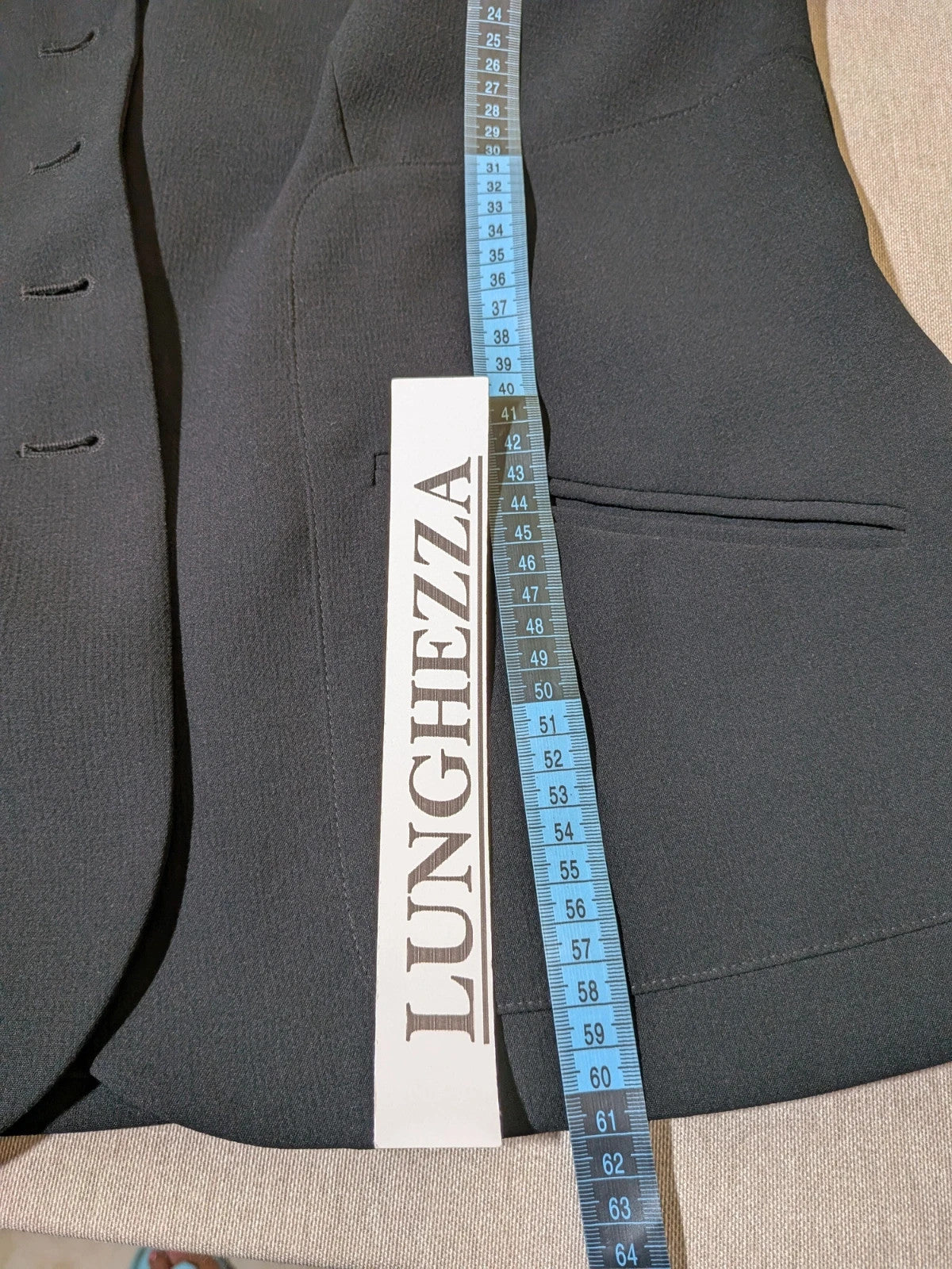 persona 21 black suit jacket and flared pants, 3-button closure, decorative pockets, polyester blend