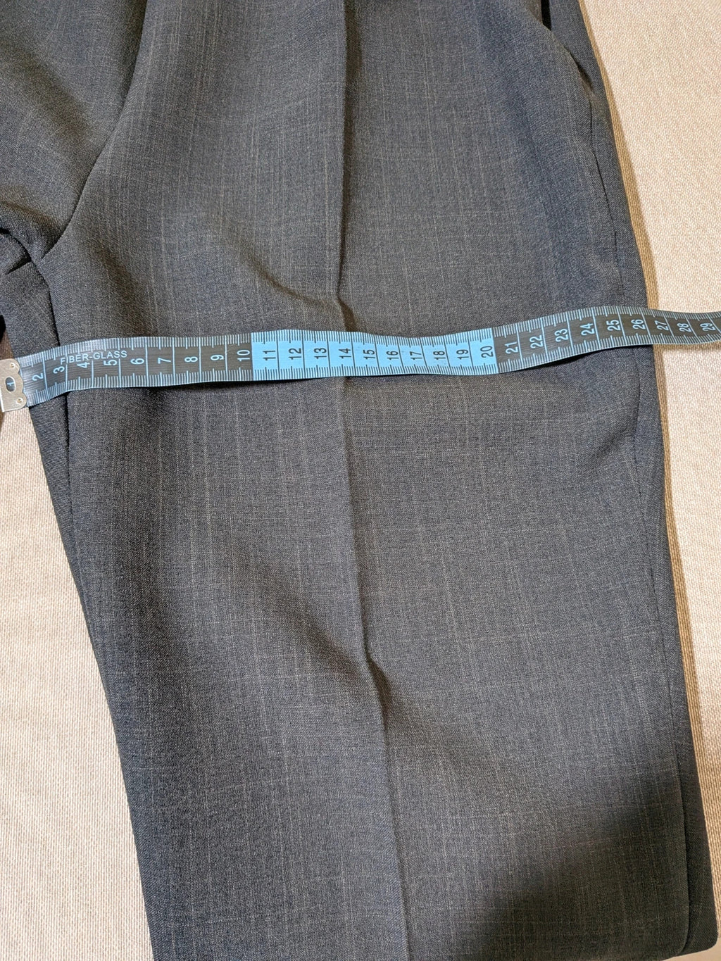 Pheder Studio grey vintage suit with long jacket and tailored pants, excellent condition.