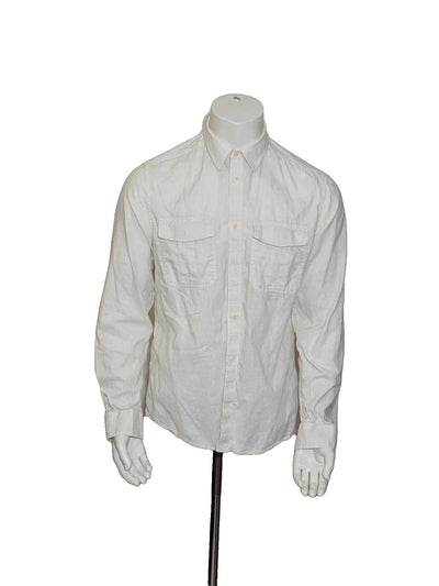 Camicia H&M In Misto Lino e Cotone bianco panna taglia M