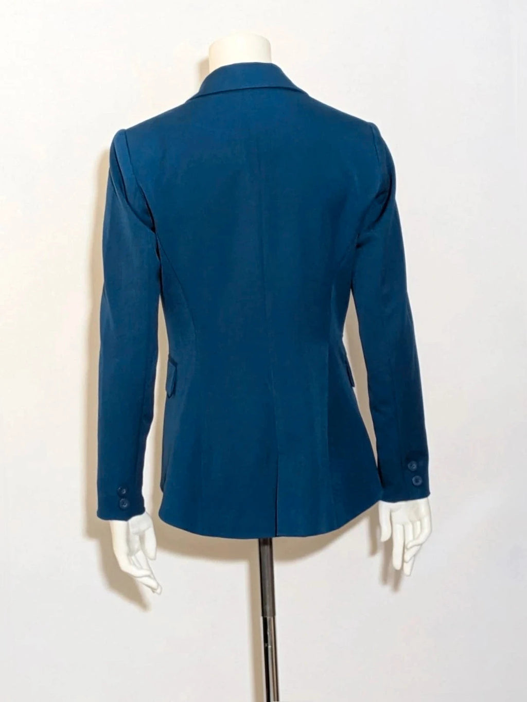 ONLY navy blazer with single-button closure and faux front pockets, modern fitted cut.