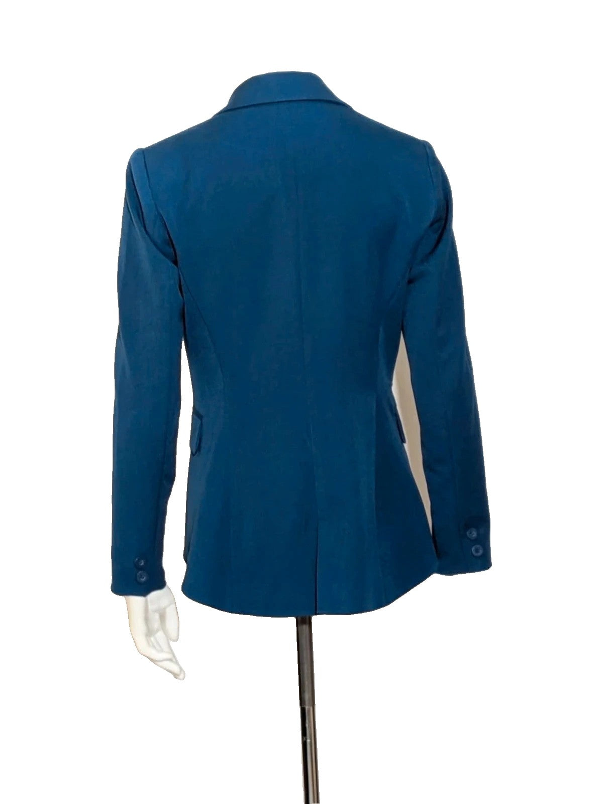 ONLY navy blazer with single-button closure and faux front pockets, modern fitted cut.