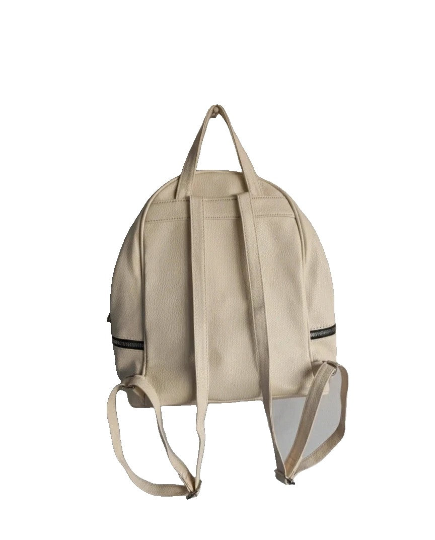 Zainetto cream backpack with minimalist design and subtle logo detail.