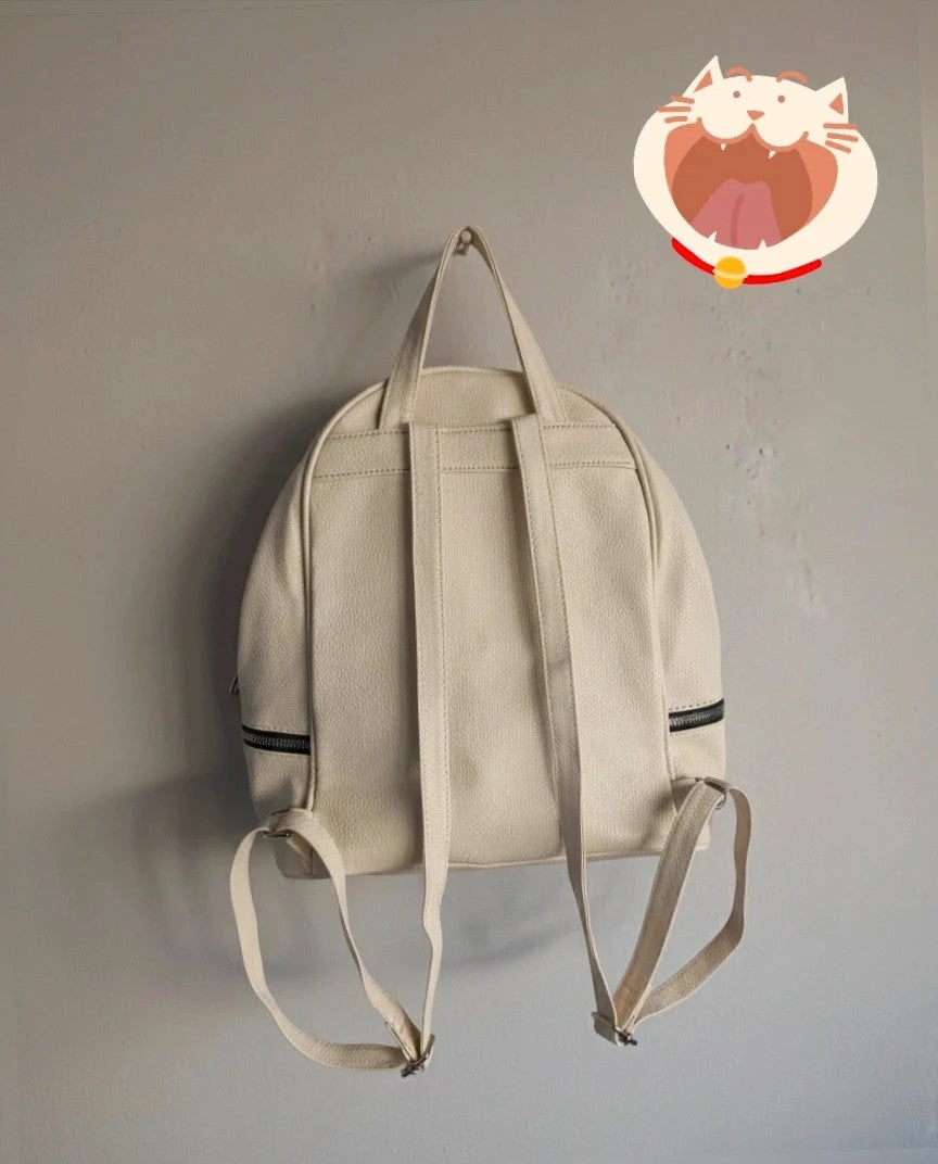 Zainetto cream backpack with minimalist design and subtle logo detail.