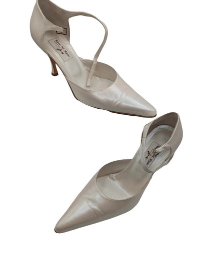 Décolleté Rose M. rose in Vera pelle panna/avorio Made In italy - TG 40